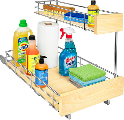 ® Pull Out Under Sink Kitchen Cabinet Organizer - 11.5 in. x 18 inch deep Drawer - Sliding Shelf Organizer for Cabinets and Undersink Storage Shelves - Lifetime Ltd. Warranty – Chrome