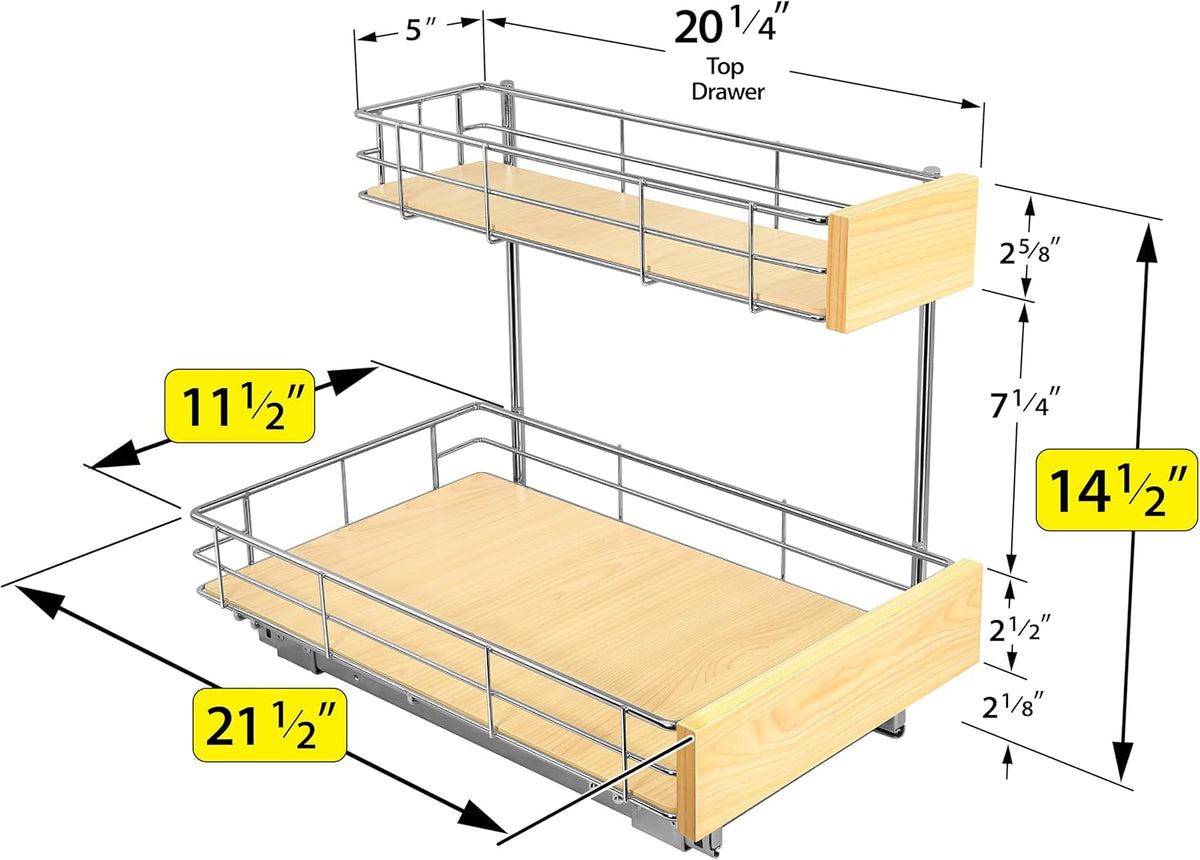 ® Pull Out Under Sink Kitchen Cabinet Organizer - 11.5 in. x 18 inch deep Drawer - Sliding Shelf Organizer for Cabinets and Undersink Storage Shelves - Lifetime Ltd. Warranty – Chrome
