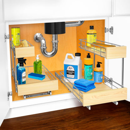 ® Pull Out Under Sink Kitchen Cabinet Organizer - 11.5 in. x 18 inch deep Drawer - Sliding Shelf Organizer for Cabinets and Undersink Storage Shelves - Lifetime Ltd. Warranty – Chrome