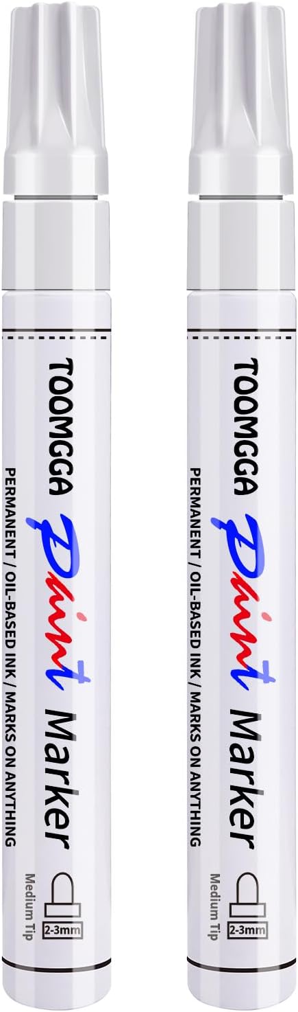 2 White Paint Pens Permanent Paint Markers, Oil Based Medium Tip