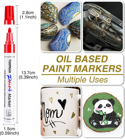 2 White Paint Pens Permanent Paint Markers, Oil Based Medium Tip