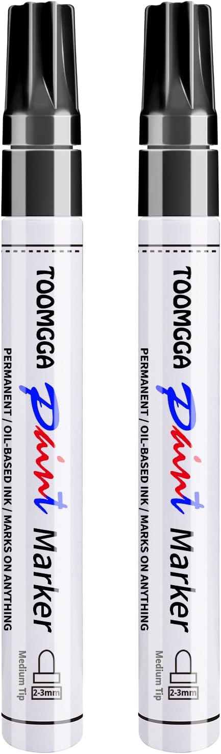 2 White Paint Pens Permanent Paint Markers, Oil Based Medium Tip