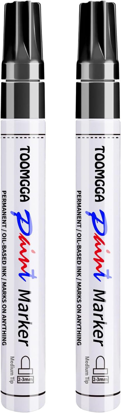 2 White Paint Pens Permanent Paint Markers, Oil Based Medium Tip