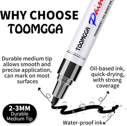 2 White Paint Pens Permanent Paint Markers, Oil Based Medium Tip