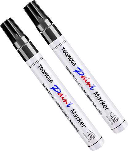 2 White Paint Pens Permanent Paint Markers, Oil Based Medium Tip