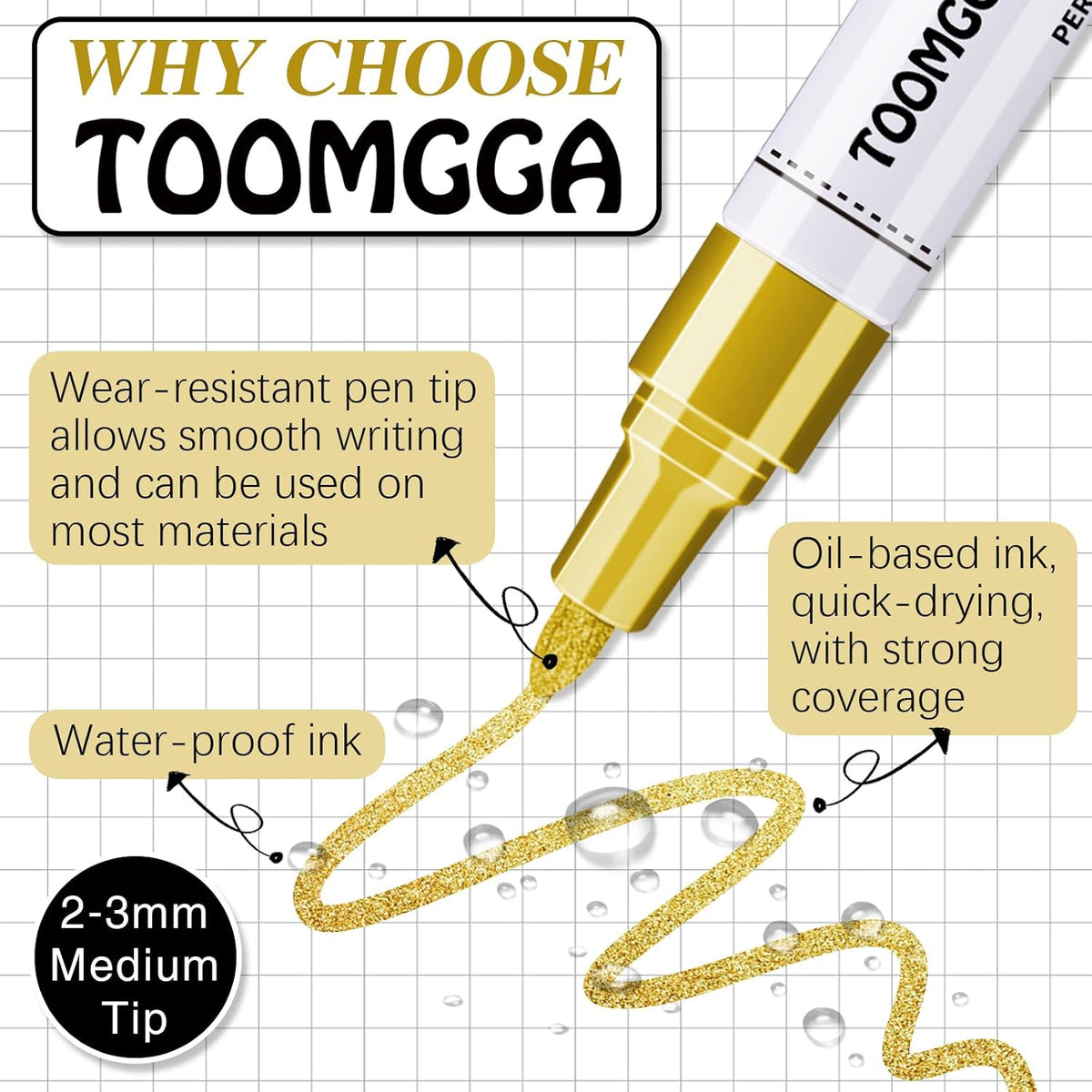 2 White Paint Pens Permanent Paint Markers, Oil Based Medium Tip