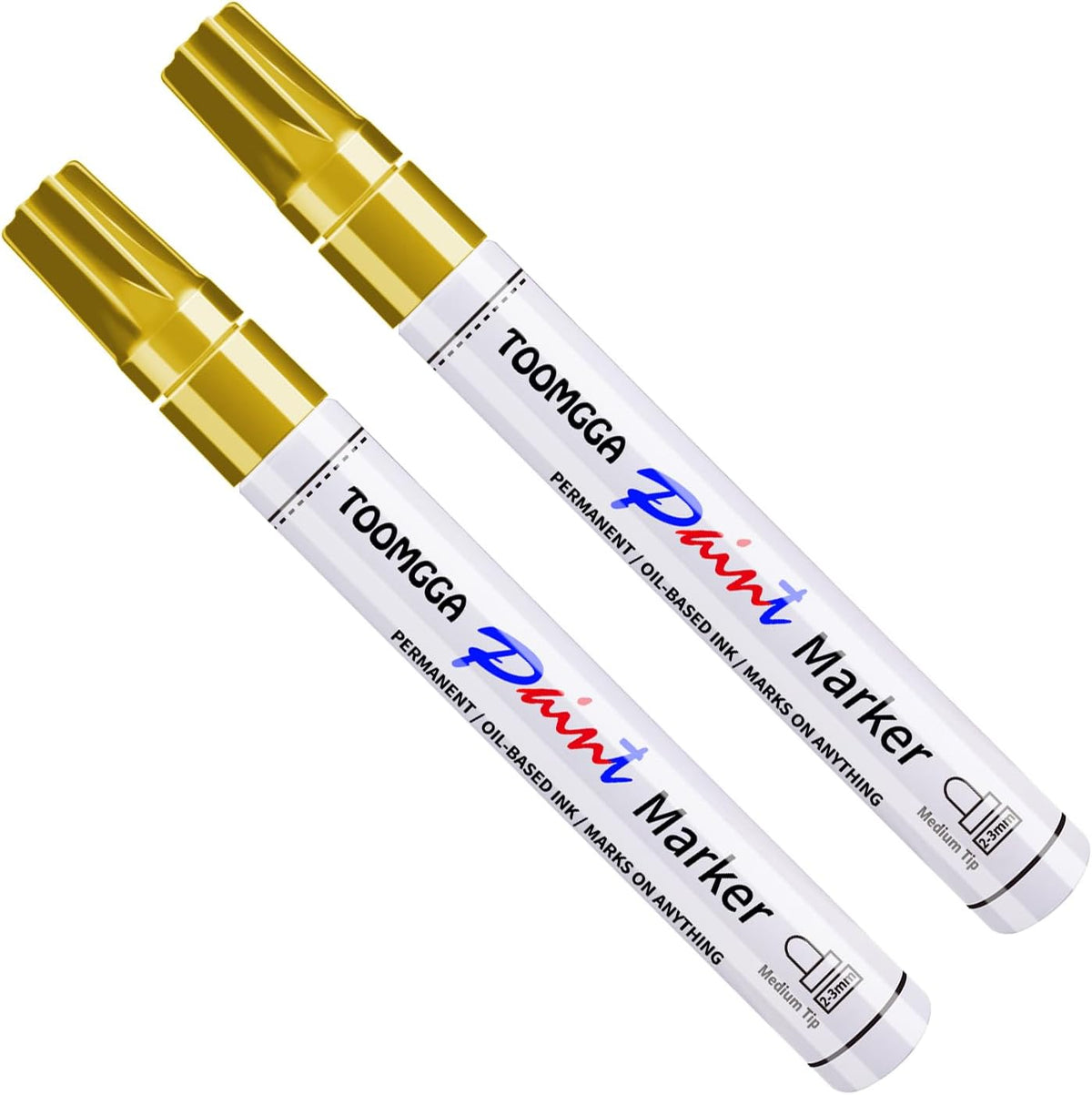 2 White Paint Pens Permanent Paint Markers, Oil Based Medium Tip