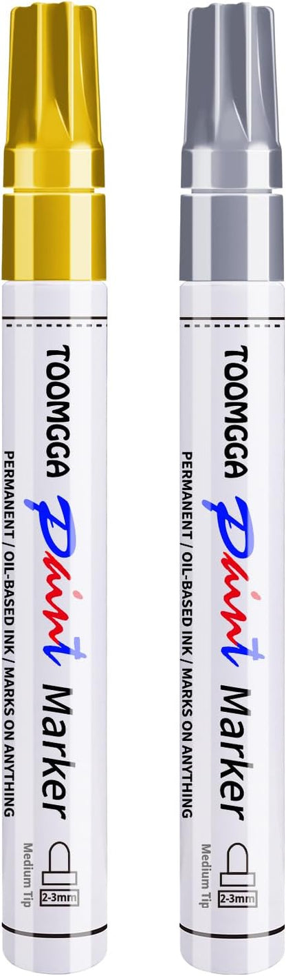 2 White Paint Pens Permanent Paint Markers, Oil Based Medium Tip