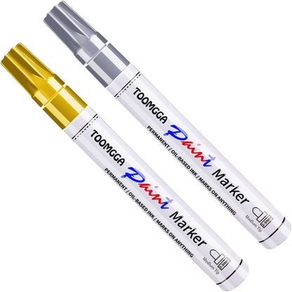 2 White Paint Pens Permanent Paint Markers, Oil Based Medium Tip