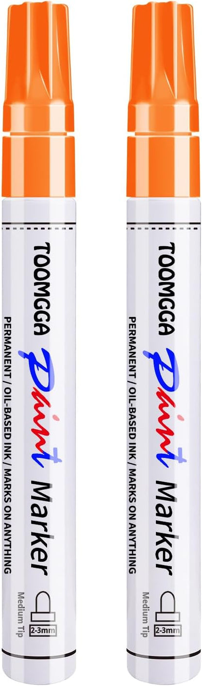 2 White Paint Pens Permanent Paint Markers, Oil Based Medium Tip