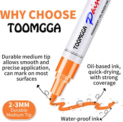 2 White Paint Pens Permanent Paint Markers, Oil Based Medium Tip