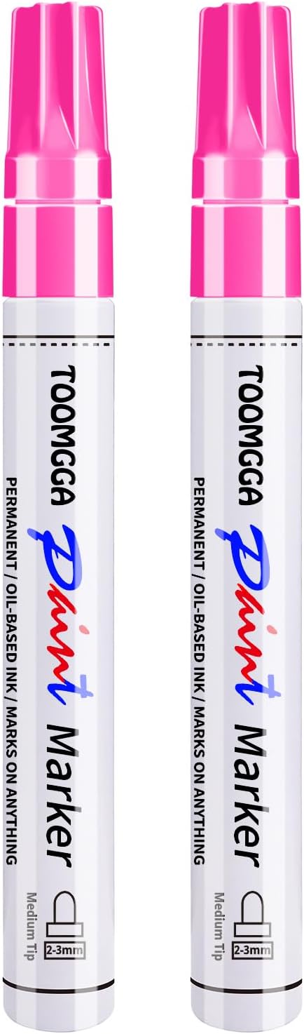 2 White Paint Pens Permanent Paint Markers, Oil Based Medium Tip