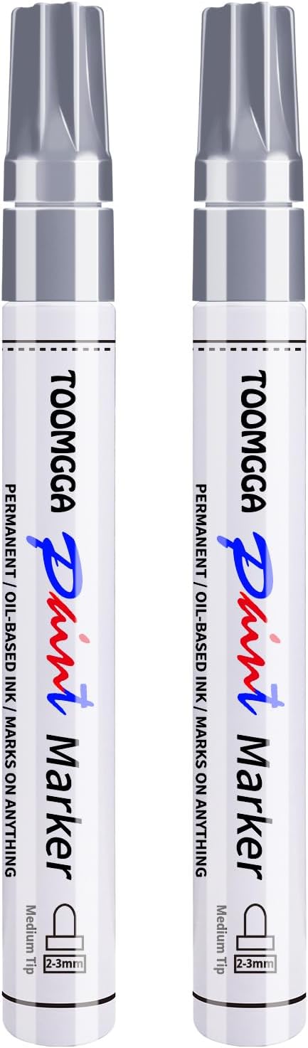 2 White Paint Pens Permanent Paint Markers, Oil Based Medium Tip