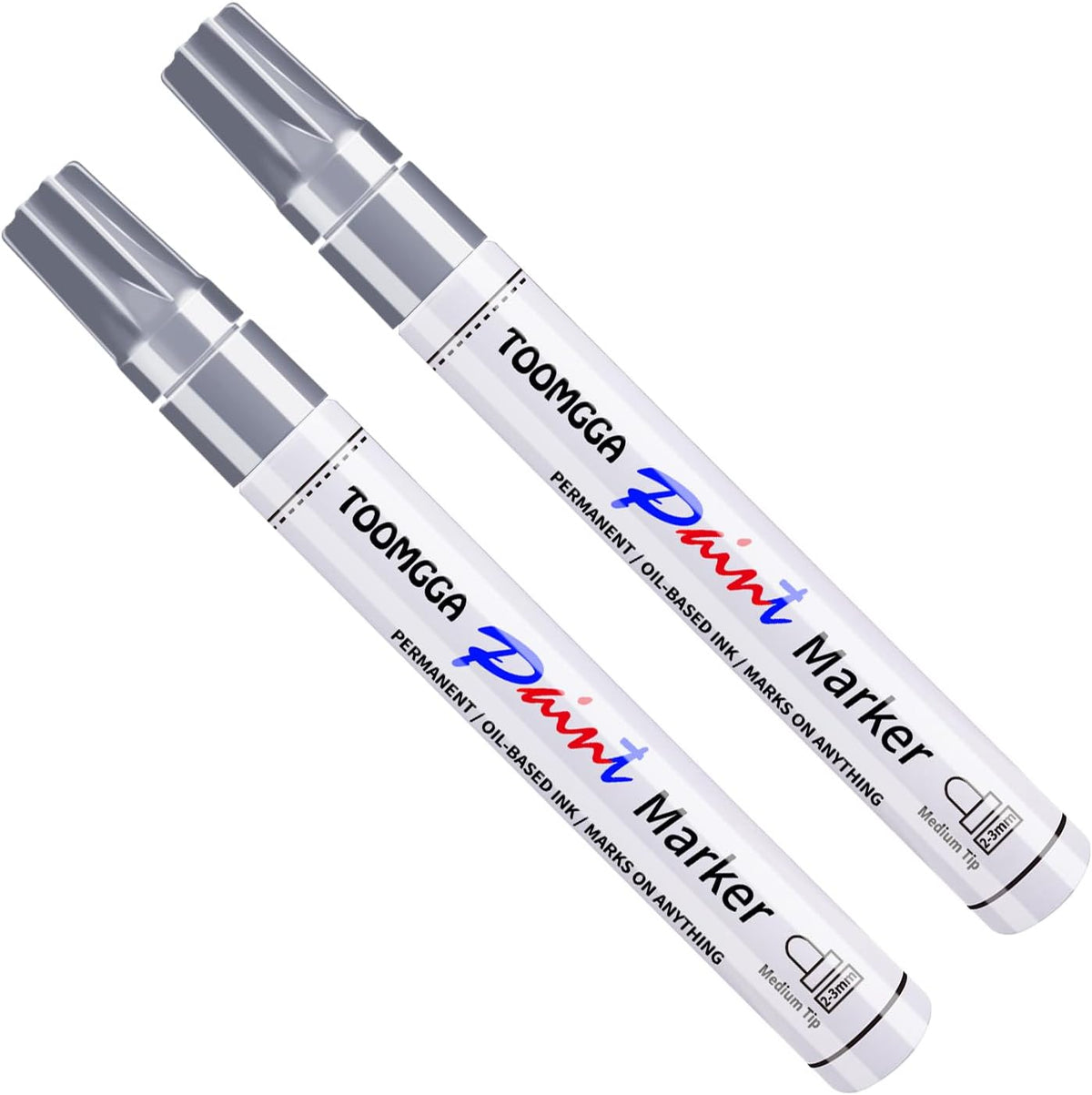 2 White Paint Pens Permanent Paint Markers, Oil Based Medium Tip