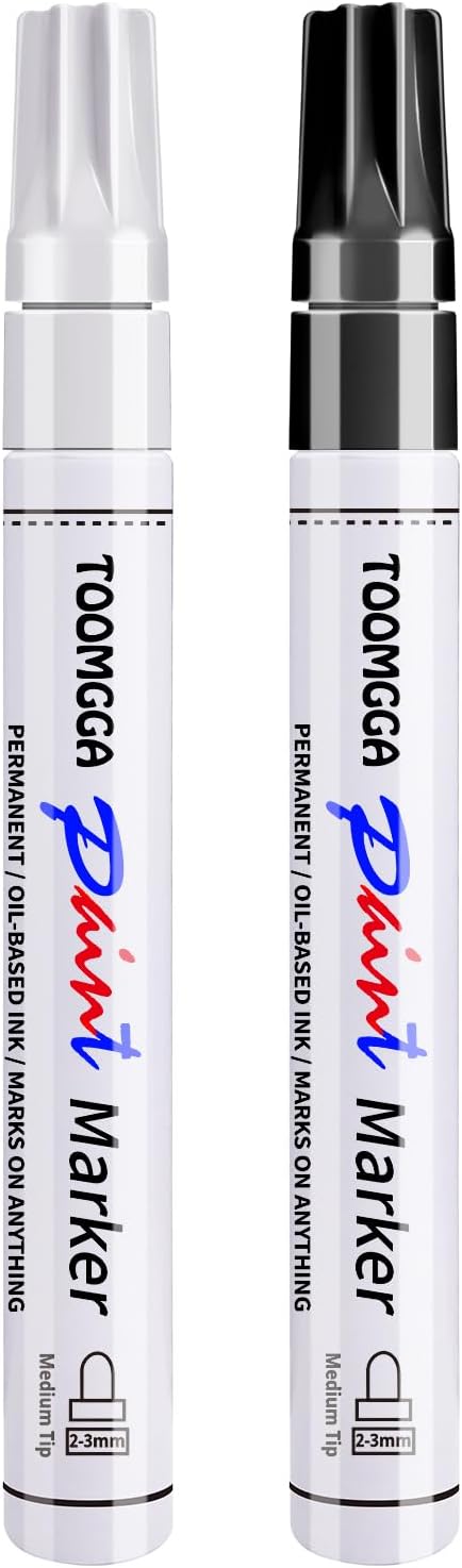 2 White Paint Pens Permanent Paint Markers, Oil Based Medium Tip