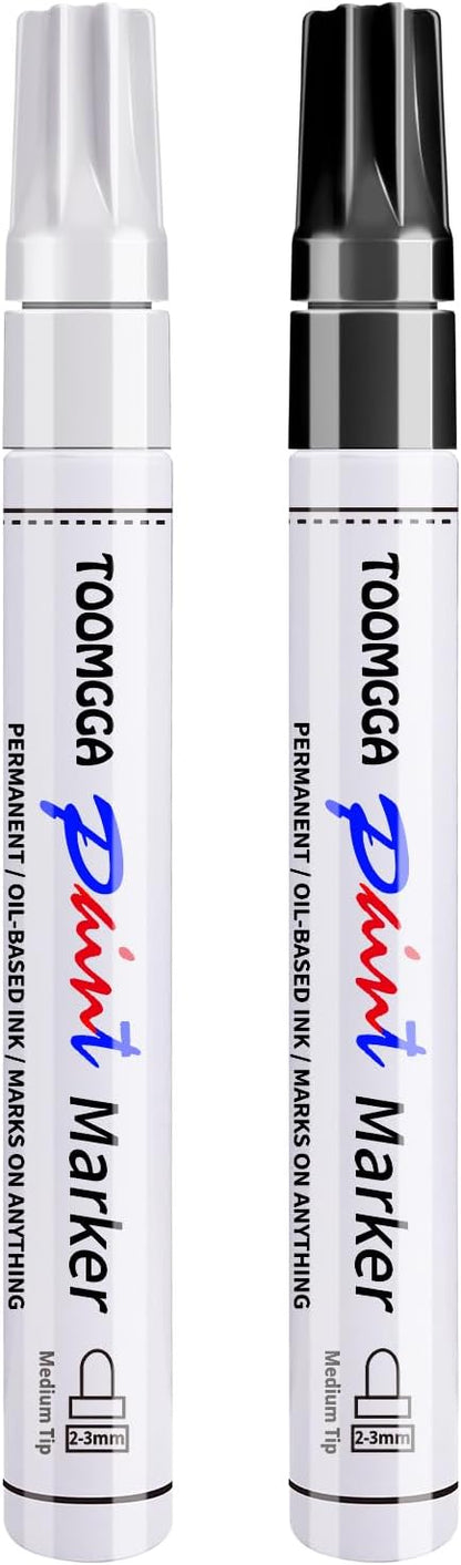 2 White Paint Pens Permanent Paint Markers, Oil Based Medium Tip