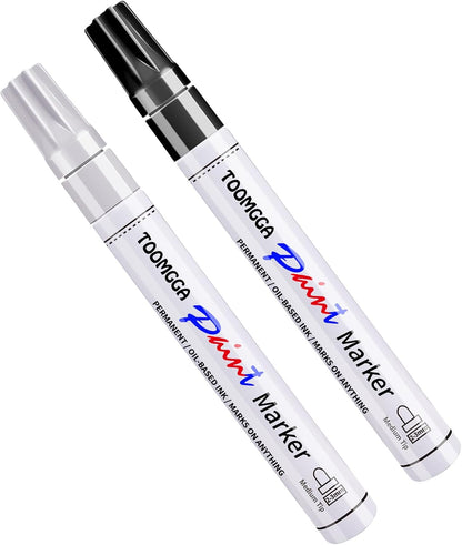2 White Paint Pens Permanent Paint Markers, Oil Based Medium Tip