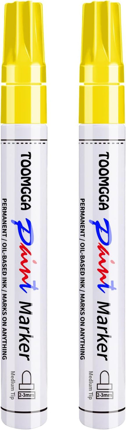 2 White Paint Pens Permanent Paint Markers, Oil Based Medium Tip