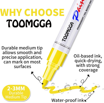 2 White Paint Pens Permanent Paint Markers, Oil Based Medium Tip