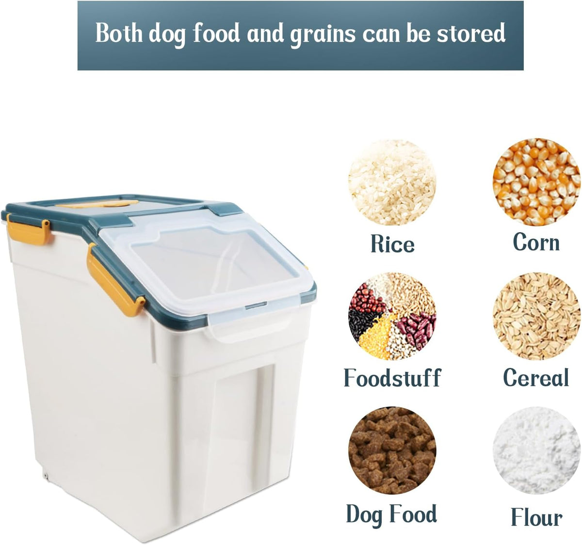 2 Pack 50 lb Airtight Flour Storage Containers with Wheels, Blue