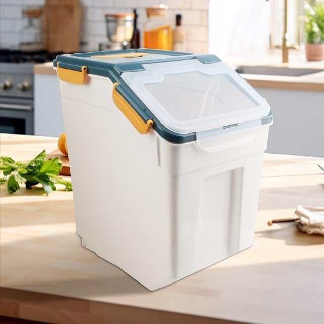 2 Pack 50 lb Airtight Flour Storage Containers with Wheels, Blue