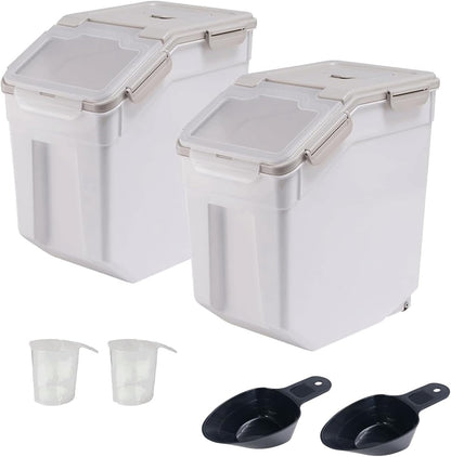 2 Pack 50 lb Airtight Flour Storage Containers with Wheels, Blue