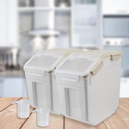 2 Pack 50 lb Airtight Flour Storage Containers with Wheels, Blue