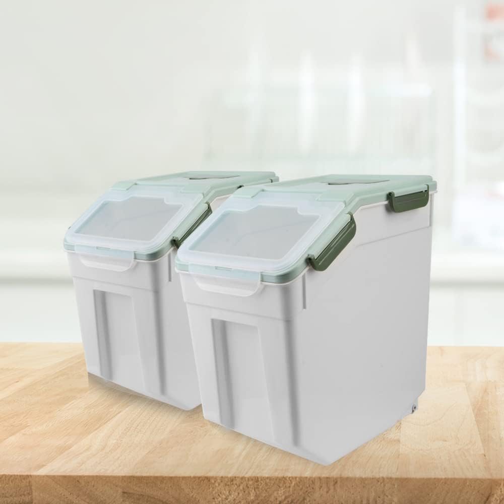 2 Pack 50 lb Airtight Flour Storage Containers with Wheels, Blue