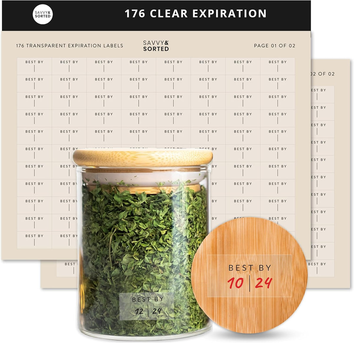 Expiration Date Pantry Labels,176 Waterproof Food Expiration Date Label for Containers, Kitchen Stickers for Food Freshness, Use by Meal Prep Labels, Best By Write On Labels