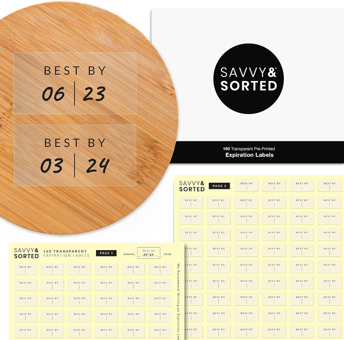 Expiration Date Pantry Labels,176 Waterproof Food Expiration Date Label for Containers, Kitchen Stickers for Food Freshness, Use by Meal Prep Labels, Best By Write On Labels