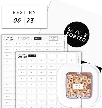 Expiration Date Pantry Labels,176 Waterproof Food Expiration Date Label for Containers, Kitchen Stickers for Food Freshness, Use by Meal Prep Labels, Best By Write On Labels