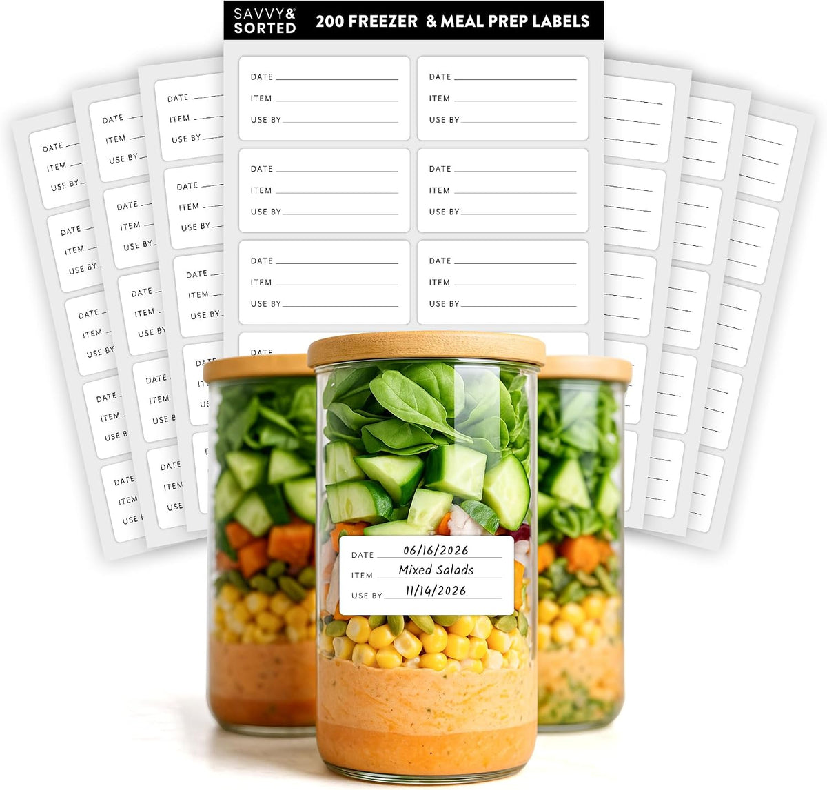 Expiration Date Pantry Labels,176 Waterproof Food Expiration Date Label for Containers, Kitchen Stickers for Food Freshness, Use by Meal Prep Labels, Best By Write On Labels