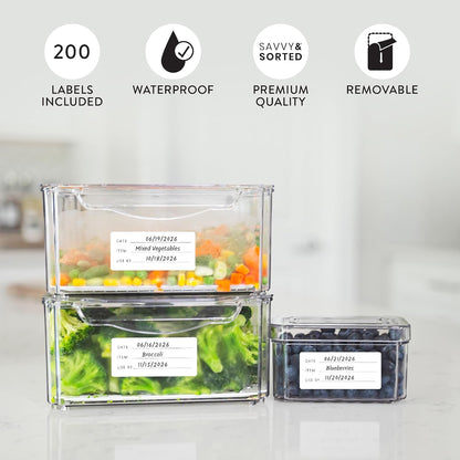 Expiration Date Pantry Labels,176 Waterproof Food Expiration Date Label for Containers, Kitchen Stickers for Food Freshness, Use by Meal Prep Labels, Best By Write On Labels