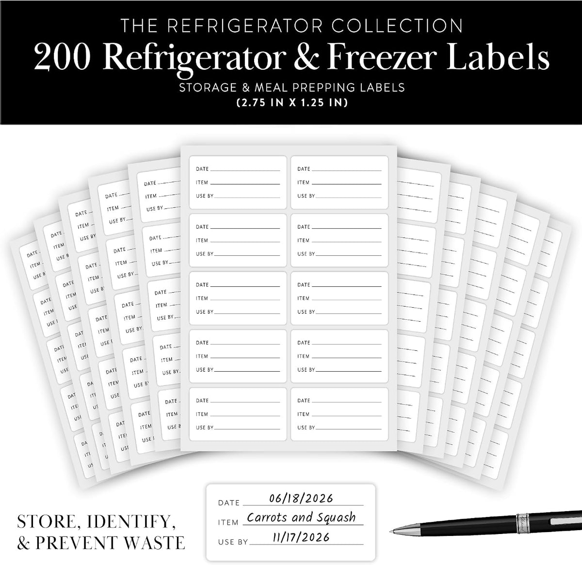 Expiration Date Pantry Labels,176 Waterproof Food Expiration Date Label for Containers, Kitchen Stickers for Food Freshness, Use by Meal Prep Labels, Best By Write On Labels