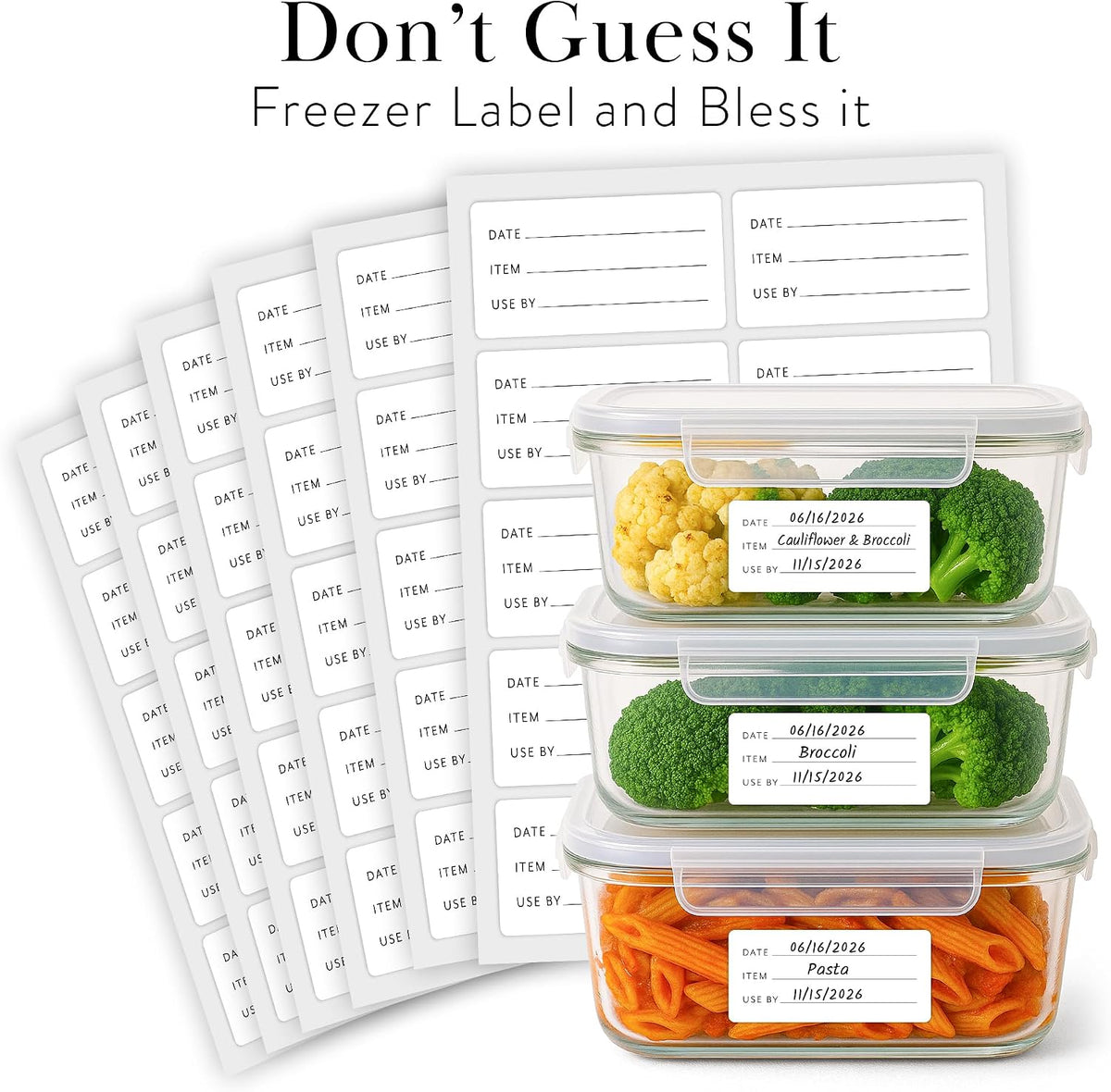 Expiration Date Pantry Labels,176 Waterproof Food Expiration Date Label for Containers, Kitchen Stickers for Food Freshness, Use by Meal Prep Labels, Best By Write On Labels