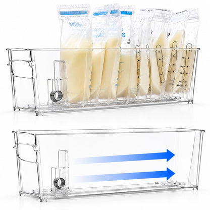 2 Pack Breast Milk Storage Containers with Auto Pusher for Fridge & Freezer