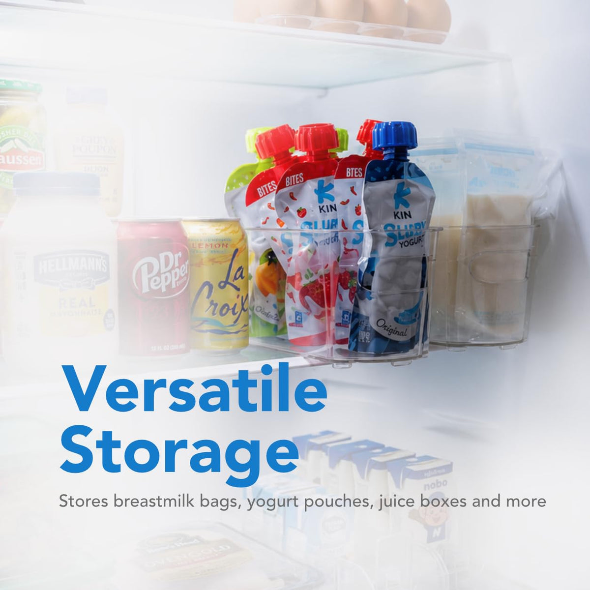 2 Pack Breast Milk Storage Containers with Auto Pusher for Fridge & Freezer