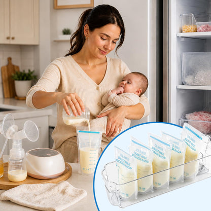 2 Pack Breast Milk Storage Containers with Auto Pusher for Fridge & Freezer