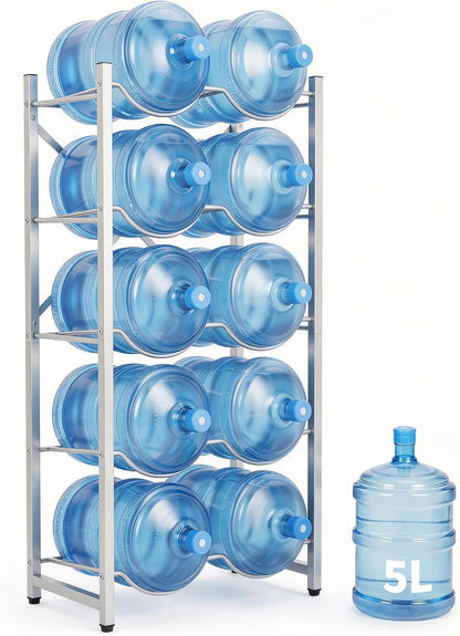 5 Gallon Water Bottle Holder for 5 Bottles,5 Tiers Single Row,Black