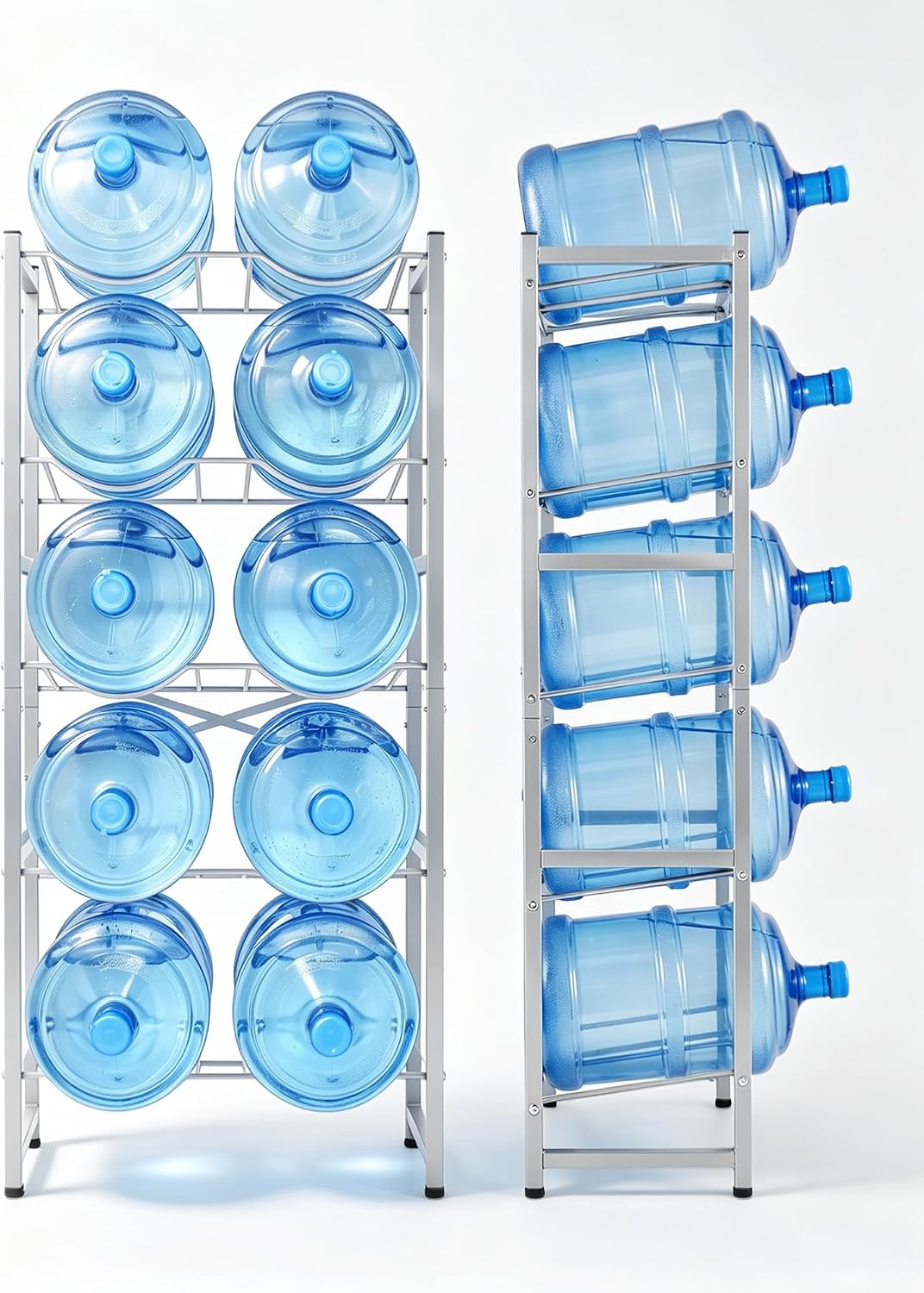 5 Gallon Water Bottle Holder for 5 Bottles,5 Tiers Single Row,Black