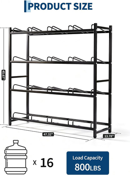 5 Gallon Water Bottle Holder for 5 Bottles,5 Tiers Single Row,Black