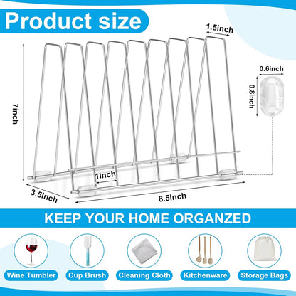 2 Pack Reusable Bags Drying Rack, Stainless Steel Dryer Stand for Silicone Gallon, Freezer, Plastic, Snack, Sandwich Bags, Kitchen Countertop Storage Organizer & Desktop File Holder