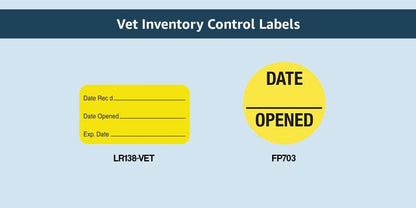 Inventory Control & Sterilization Stickers, Veterinarian Stickers, 1-5/8" x 7/8", Fluorescent Yellow, 560/Roll, Tabbies Veterinary V-LR138