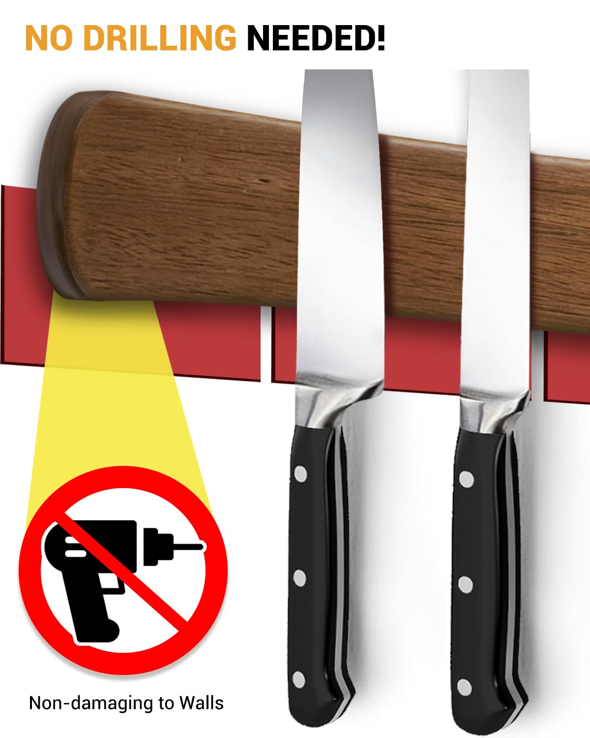 Adhesive Strips Magnetic Knife Holder, 6 Pack, 3.3 x 1.9 in