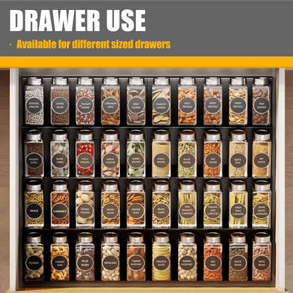 Spice Drawer Organizer, Interlocking Expandable Seasoning Rack Tray Insert for Kitchen Drawers, Spice Rack Drawer for Spice Jars