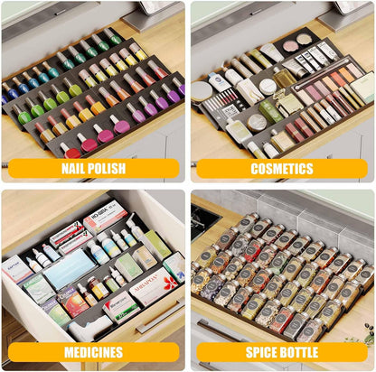 Spice Drawer Organizer, Interlocking Expandable Seasoning Rack Tray Insert for Kitchen Drawers, Spice Rack Drawer for Spice Jars