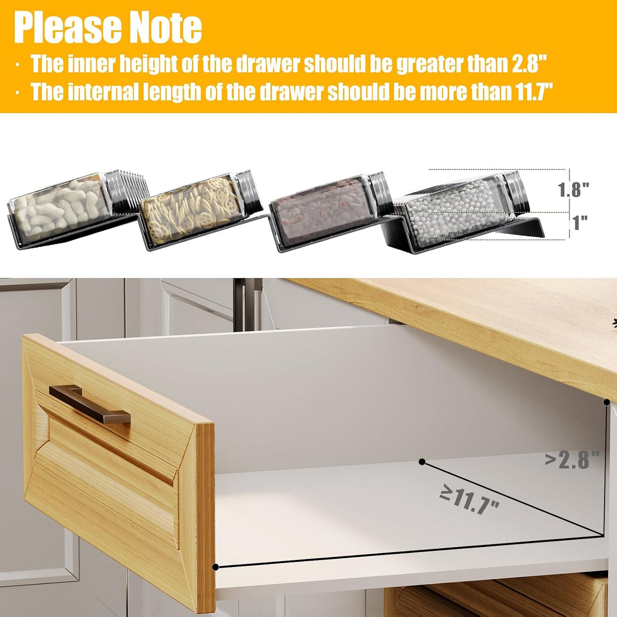 Spice Drawer Organizer, Interlocking Expandable Seasoning Rack Tray Insert for Kitchen Drawers, Spice Rack Drawer for Spice Jars
