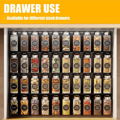 Spice Drawer Organizer, Interlocking Expandable Seasoning Rack Tray Insert for Kitchen Drawers, Spice Rack Drawer for Spice Jars