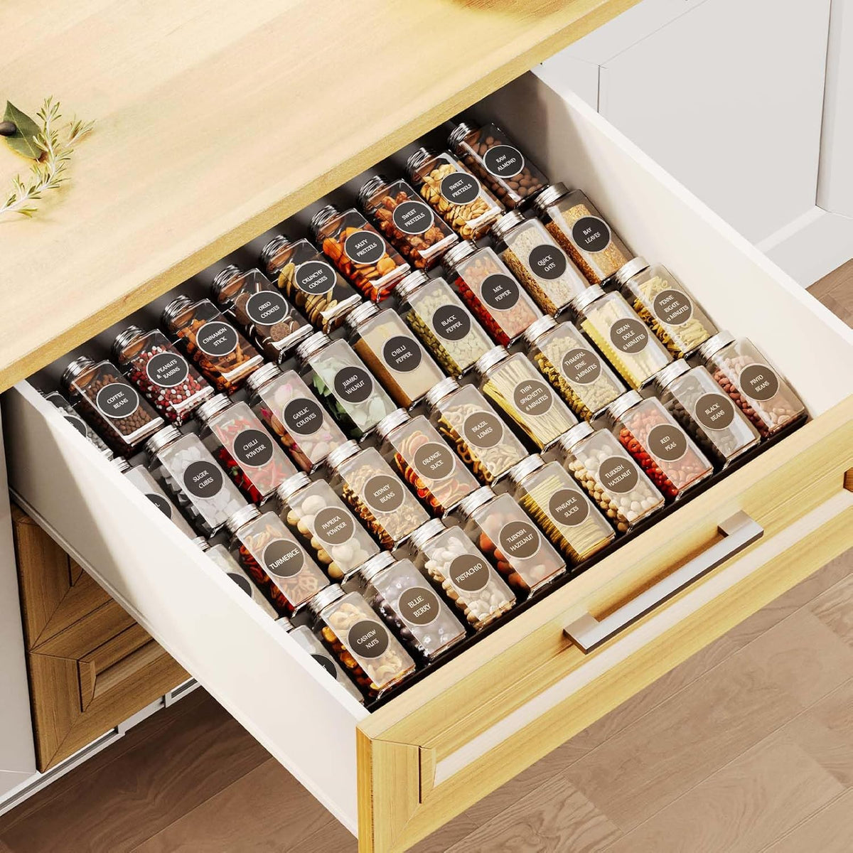 Spice Drawer Organizer, Interlocking Expandable Seasoning Rack Tray Insert for Kitchen Drawers, Spice Rack Drawer for Spice Jars