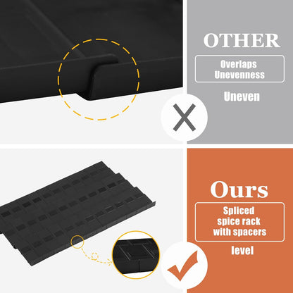 Spice Drawer Organizer, Interlocking Expandable Seasoning Rack Tray Insert for Kitchen Drawers, Spice Rack Drawer for Spice Jars
